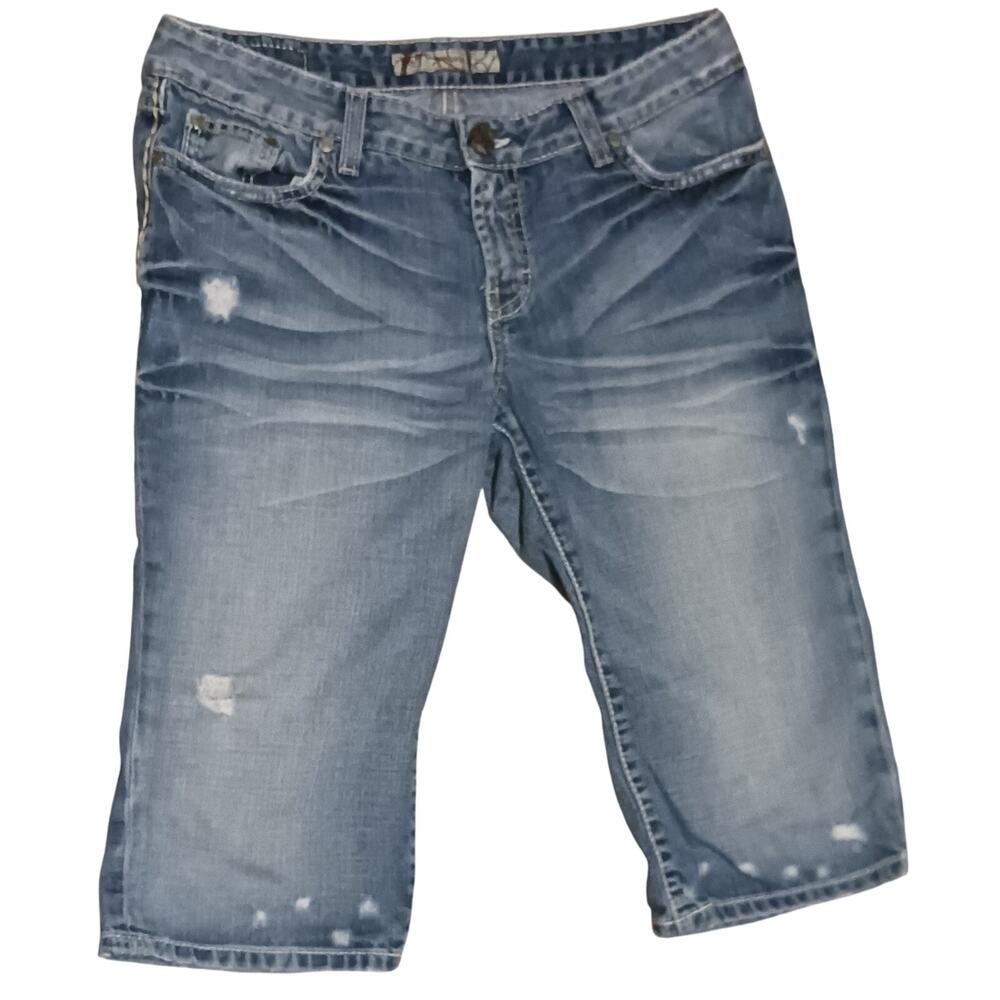 Bke Buckle Sabrina Womens Distressed Low-Rise Denim Capris Size 30